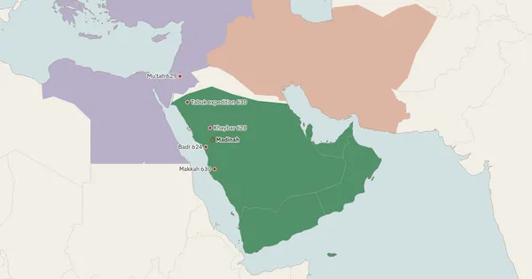 Map of the Muslim world in 632