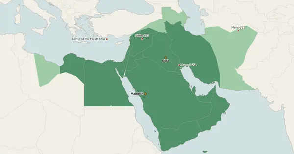 Map of the Muslim world in 661