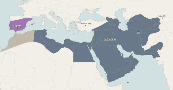 Map of the Muslim world in 800